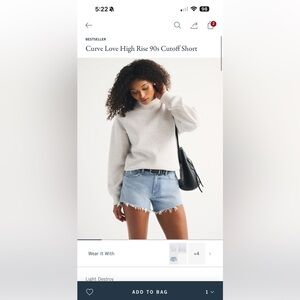 Abercrombie Curve love 90s cut off shorts